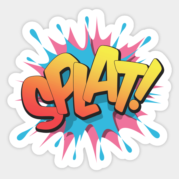 Splat! - Pop Art, Comic Book Style, Cartoon Text Burst. Sticker by Brartzy